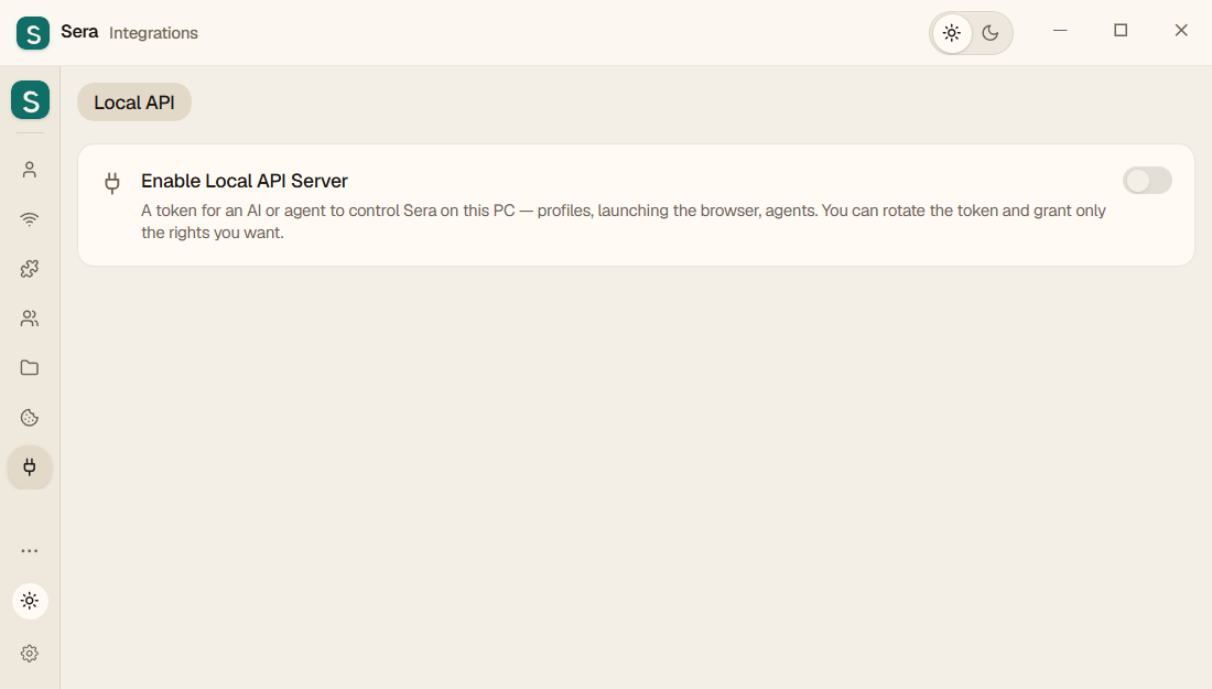 New Integration page: Local API only