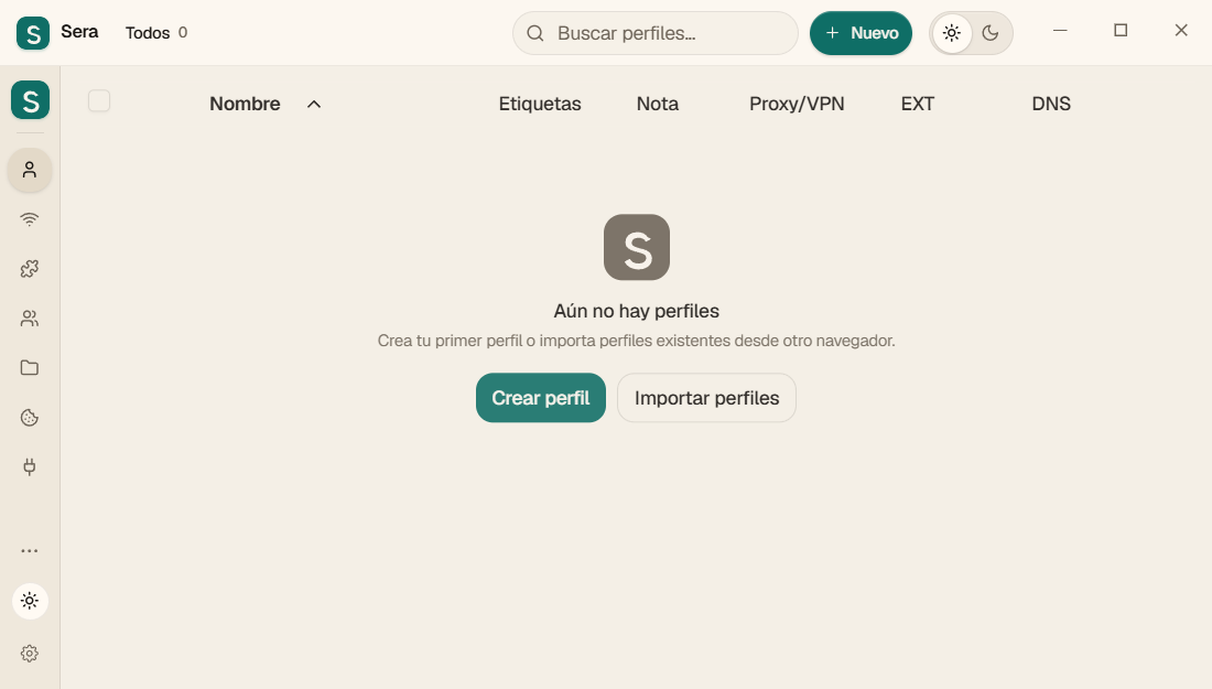 Sera vacío: los perfiles aún no se han creado.
