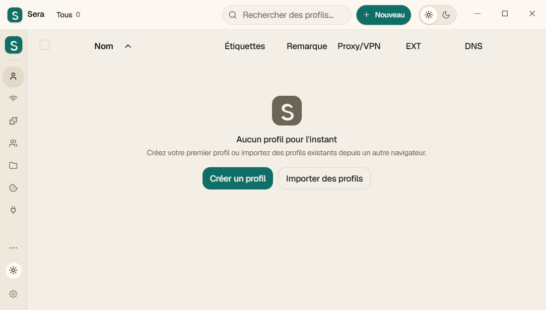 Sera vide : les profils n'ont pas encore été créés.