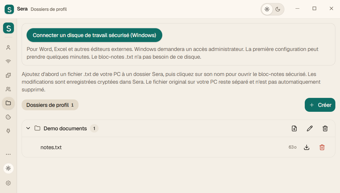 Un dossier par tâche — Sera