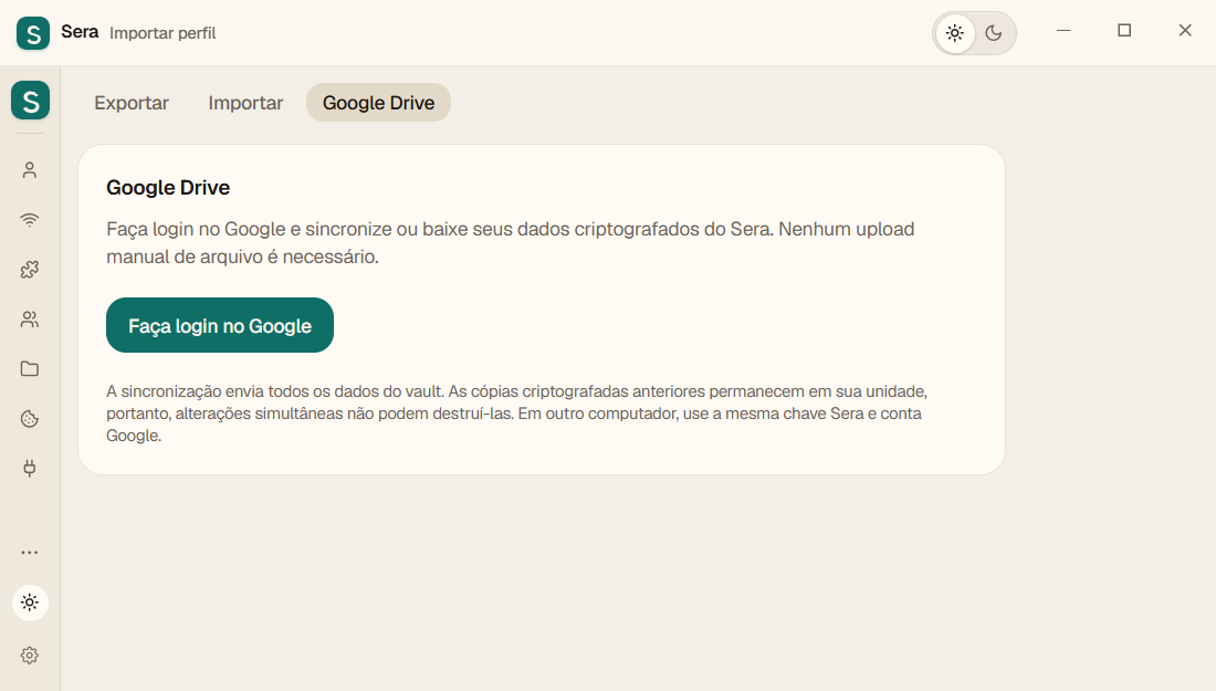 Google Drive antes de fazer login: clique em “Fazer login no Google”.