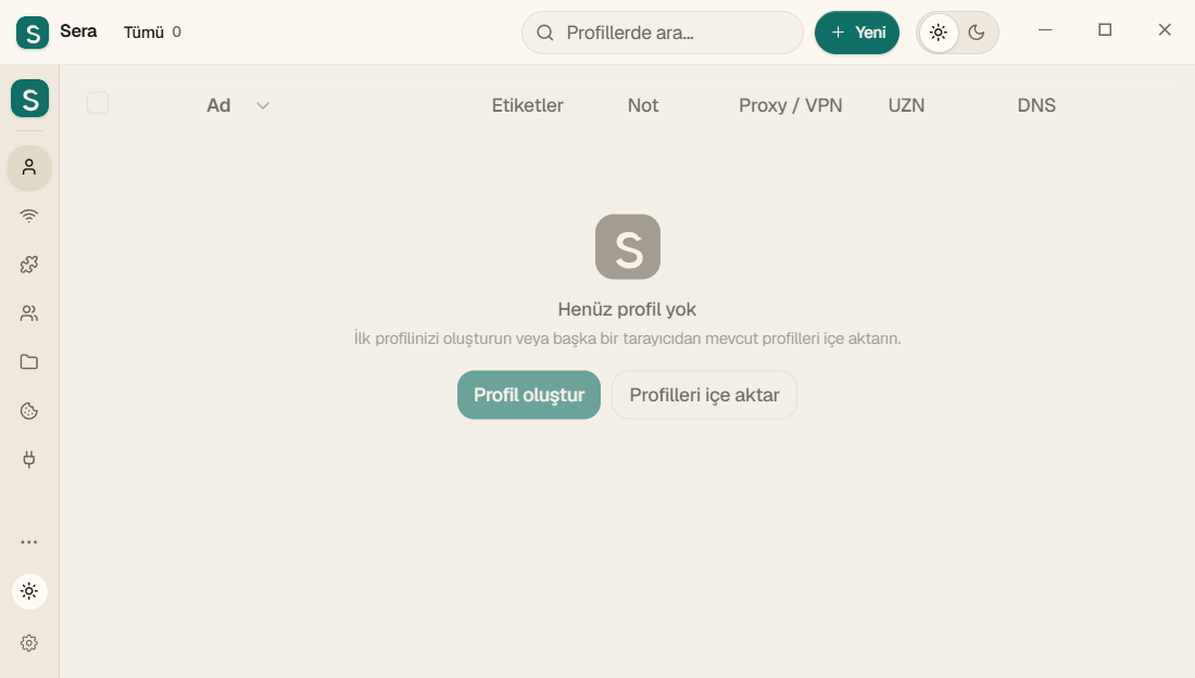 Boş Sera: profiller henüz oluşturulmadı.
